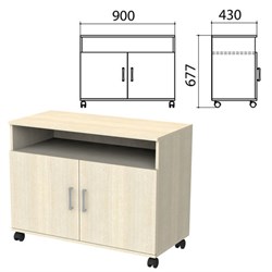 Тумба для оргтехники "Канц", 900х430х677 мм, 2 двери, цвет дуб молочный (КОМПЛЕКТ) - фото 15061202