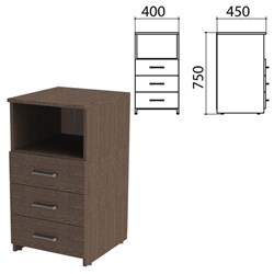 Тумба приставная "Канц", 400х450х750 мм, 3 ящика, полка, цвет венге (КОМПЛЕКТ) - фото 15061211