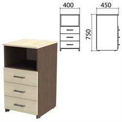 Тумба приставная "Канц", 400х450х750 мм, 3 ящика, полка, цвет венге/дуб молочный (КОМПЛЕКТ) - фото 15061213