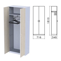 Шкаф для одежды "Бюджет", 716х349х1810 мм, дуб шамони светлый (КОМПЛЕКТ) - фото 15061245