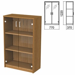 Шкаф закрытый со стеклом "Арго", 770х370х1220 мм, орех (КОМПЛЕКТ) - фото 15061391