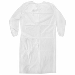 Халат одноразовый КОМПЛЕКТ 10 шт., 140 см, 52-54 размер, рукав на резинке, спанбонд 25 г/м2, NF - фото 15070916