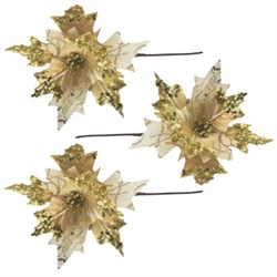 Украшение елочное КОМПЛЕКТ 3 шт., "Цветок", диаметр 22 см, длина 20 см, золото, ЗОЛОТАЯ СКАЗКА, 592417 - фото 15079179
