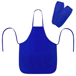 Фартук с нарукавниками для уроков труда ПИФАГОР, 3 кармана, уменьшенный размер, 39х49 см, синий, 273750 - фото 15081220
