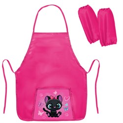 Фартук с нарукавниками для уроков труда ПИФАГОР, 1 карман, 46x54 см, "Black kitten", 273761 - фото 15081225