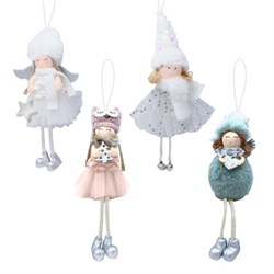 Украшение елочное, "Девочка", 19 см, полиэстер, ассорти 4 дизайна, ЗОЛОТАЯ СКАЗКА, 592606 - фото 15081322