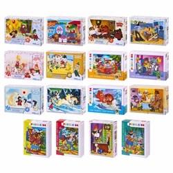 Пазлы картонные 54 элемента, "Лицензионные сюжеты", КОМПЛЕКТ 16 шт., поле 17,5х13 см, 480541 - фото 15081619