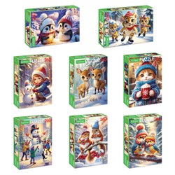 Пазл картонный "ЗИМНИЕ РАДОСТИ " 260 элементов АССОРТИ, 220х330 мм, HATBER - фото 15081644