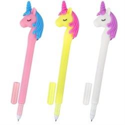 Ручка фигурная шариковая ЮНЛАНДИЯ "Единорог", мягкий силиконовый корпус, ассорти, СИНЯЯ, пишущий узел 0,7 мм, 143776 - фото 15083372