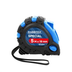 Рулетка измерительная 5 м х 19 мм, обрезиненный корпус, 3 фиксатора, RABBITEX (РАББИТЕКС) Special, 671354 - фото 15092118