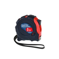Рулетка измерительная 3 м х 16 мм, обрезиненный корпус, 3 фиксатора, RABBITEX (РАББИТЕКС) Professional, 671356 - фото 15092120