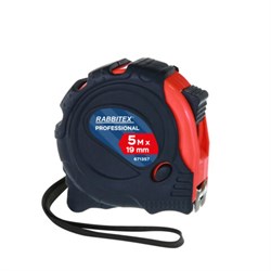 Рулетка измерительная 5 м х 19 мм, обрезиненный корпус, 3 фиксатора, RABBITEX (РАББИТЕКС) Professional, 671357 - фото 15092121