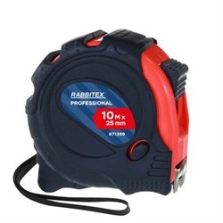 Рулетка измерительная 10 м х 25 мм, обрезиненный корпус, 3 фиксатора, RABBITEX (РАББИТЕКС) Professional, 671359 - фото 15092123