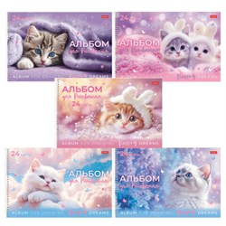 Альбом для рисования, обложка пластик, А4 24 л., спираль, HATBER, 198х300 мм, "Нежные мечты" (5 видов), 091533, 24А4Вгр - фото 15093828