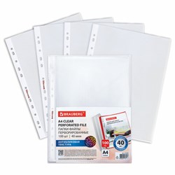 Папки-файлы перфорированные с антибликовой текстурой А4 BRAUBERG PIXEL, КОМПЛЕКТ 100 шт., 40 мкм, 273009 - фото 15093853