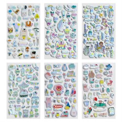 Наклейки гелевые "Блестящий микс", 15,5х9,5 см, ассорти 6 видов, FUNSTER (ФАНСТЕР), 666086 - фото 15093935