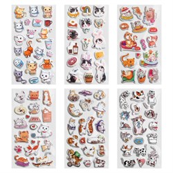 Наклейки зефирные "Котики", 18х9,5 см, ассорти 6 видов, FUNSTER (ФАНСТЕР), 666092 - фото 15093941