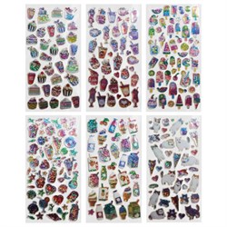 Наклейки гелевые "Любимые блестки", 17,5х9 см, ассорти 6 видов, FUNSTER (ФАНСТЕР), 666104 - фото 15093952