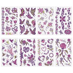 Наклейки-тату переводные "Блестящие", 15,5х9,5 см, ассорти 8 видов, FUNSTER (ФАНСТЕР), 666107 - фото 15093955