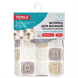 Шторка для ванной PEVA, 180х200 см, кольца в комплекте, 3 дизайна ассорти, ФИГУРЫ, PRIMILA (ПРИМИЛА), 700075 - фото 15093978
