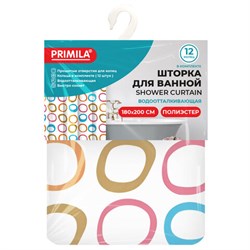 Шторка для ванной ПОЛИЭСТЕР, 180х200 см, кольца в комплекте, КРУГИ, PRIMILA (ПРИМИЛА), 700086 - фото 15093989