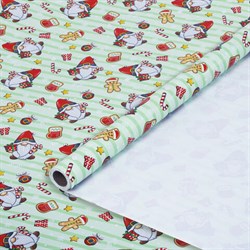 Бумага упаковочная мелованная BIG SIZE новогодняя "Гномики", 0,7х10 м, ЗОЛОТАЯ СКАЗКА, 592195 - фото 15097601