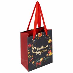 Пакет подарочный (1 штука) новогодний 11x6x15 см, ЗОЛОТАЯ СКАЗКА "New Year", фольга, 608228 - фото 15097609