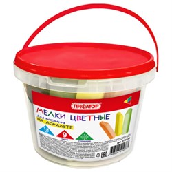 Мел в ведерке для рисования на асфальте 18 штук, ПИФАГОР, цветной квадратный УТОЛЩЕННЫЙ, 274124 - фото 15102728