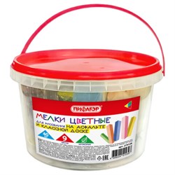 Мел в ведерке для асфальта и классной доски 40 штук, цветной квадратный, ПИФАГОР, 274126 - фото 15102730