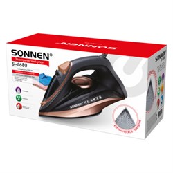 Утюг паровой SONNEN SI-6680, 2200 Вт, керамическое покрытие, антикапля, черный/розовый, 456997 - фото 15102735