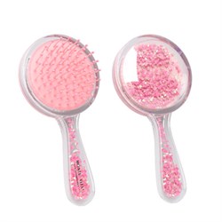 Расческа для волос массажная 15х7 см, с блестками прозрачный/розовый, MONTE VITA (МОНТЕ ВИТА), 457424 - фото 15102737