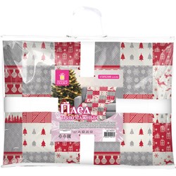 Плед новогодний 150х200 см, "Лоскутки", полиэстер, 210 г/м2, ЗОЛОТАЯ СКАЗКА, 592531 - фото 15102787