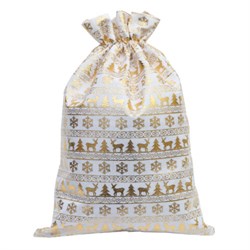 Подарочный мешок (1 шт.) новогодний, 30х45 см, "X-Mas Pattern", под лён, фольга, ЗОЛОТАЯ СКАЗКА, 592536 - фото 15102792