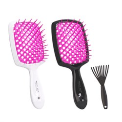 Расческа для волос массажная 20х8,5 см, НАБОР 2 шт. + щетка для чистки В ПОДАРОК, MONTE VITA (МОНТЕ ВИТА), 457434 - фото 15104376