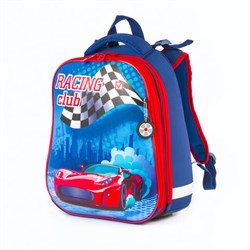 Ранец BRAUBERG PREMIUM, 2 отделения, с брелоком, дополнительный объем, для мальчиков, "Гоночный клуб", 38х29х18 см, 227819 - фото 15109301