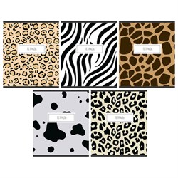 Тетрадь А5 48 л. ПЗБМ скоба, клетка, матовая ламинация, "Анимал принт" (микс в спайке), 22303 - фото 15117556