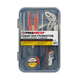 Набор инструментов столярно-слесарный, 9 предметов, пластиковый бокс, ГРАНДМАСТЕР, 671325 - фото 15131764