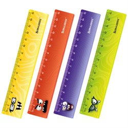 Линейка пластиковая 15 см BRAUBERG "МОНСТРИКИ", тонированная, ассорти, 210866 - фото 15133373