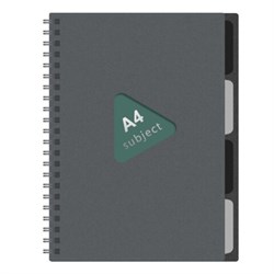 Тетрадь обложка пластик, А4 80 л., гребень, 4 разделителя, клетка, BRAUBERG, серый, 405365 - фото 15133410