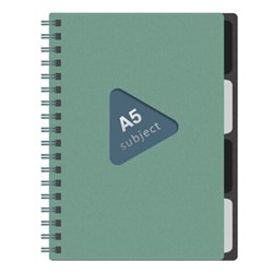 Тетрадь обложка пластик, А5 80 л., гребень, 4 разделителя, клетка, BRAUBERG, зеленый, 405367 - фото 15133412