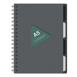 Тетрадь обложка пластик, А5 80 л., гребень, 4 разделителя, клетка, BRAUBERG, серый, 405369 - фото 15133414