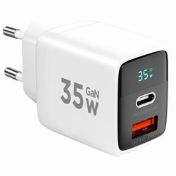 Зарядное устройство сетевое (220В) CABLEXPERT, дисплей, 35 Вт GaN, QC4/PD3, 1хUSB, 1хType-C, MP3A-PC-52 - фото 15140264
