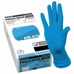 Перчатки латексные смотровые MANUAL HIGH RISK HR419 Австрия, 25 пар (50 штук), размер 8-9, L (большой) - фото 15140310