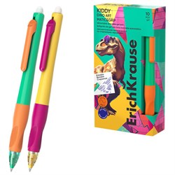 Ручка стираемая гелевая автоматическая ERICH KRAUSE "Kiddy Dino Art", СИНЯЯ, ассорти, 0,4 мм, 63696 - фото 15141921