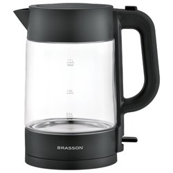 Чайник BRASSON (БРАССОН) KT-727, 1,7 л, 2200 Вт, стекло, графит, подсветка, 455190 - фото 15150912