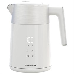 Чайник с двойными стенками, терморегулятором и дисплеем BRASSON (БРАССОН) KT-264, 1,5 л, 2200 Вт, 7 температурных режимов, белый, 455193 - фото 15150915