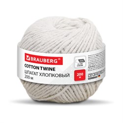 Шпагат хлопковый для прошивки документов, вязания, макраме, длина 200 м, диаметр 2 мм, BRAUBERG, 700363 - фото 15150937