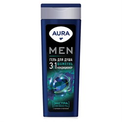 Гель для душа 3 в 1, шампунь + кондиционер 380 мл, AURA MEN "Экстра Свежесть", 13919 - фото 15155650