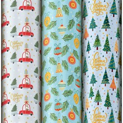 Бумага упаковочная новогодняя НАБОР 3 шт. "Frosty", С ЭФФЕКТАМИ, 70х100 см, ЗОЛОТАЯ СКАЗКА, 592614 - фото 15163503