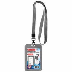 Бейдж вертикальный (85х54 мм), лента 45 см с карабином, СЛАЙДЕР, серый, BRAUBERG EXTRA, 238832 - фото 15175268